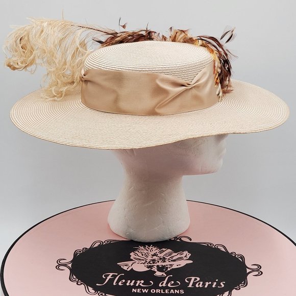 Fleur de Paris Boater\'s Straw Hat with Feathers main image 16